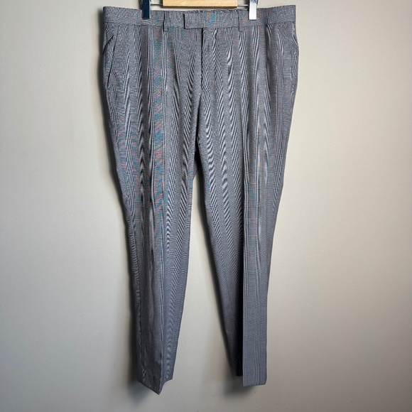 Sondergaard Copenhagen Men's Gray‎ Striped Plaid Slim Fit Dress Pants Size 38x30 - Picture 1 of 15
